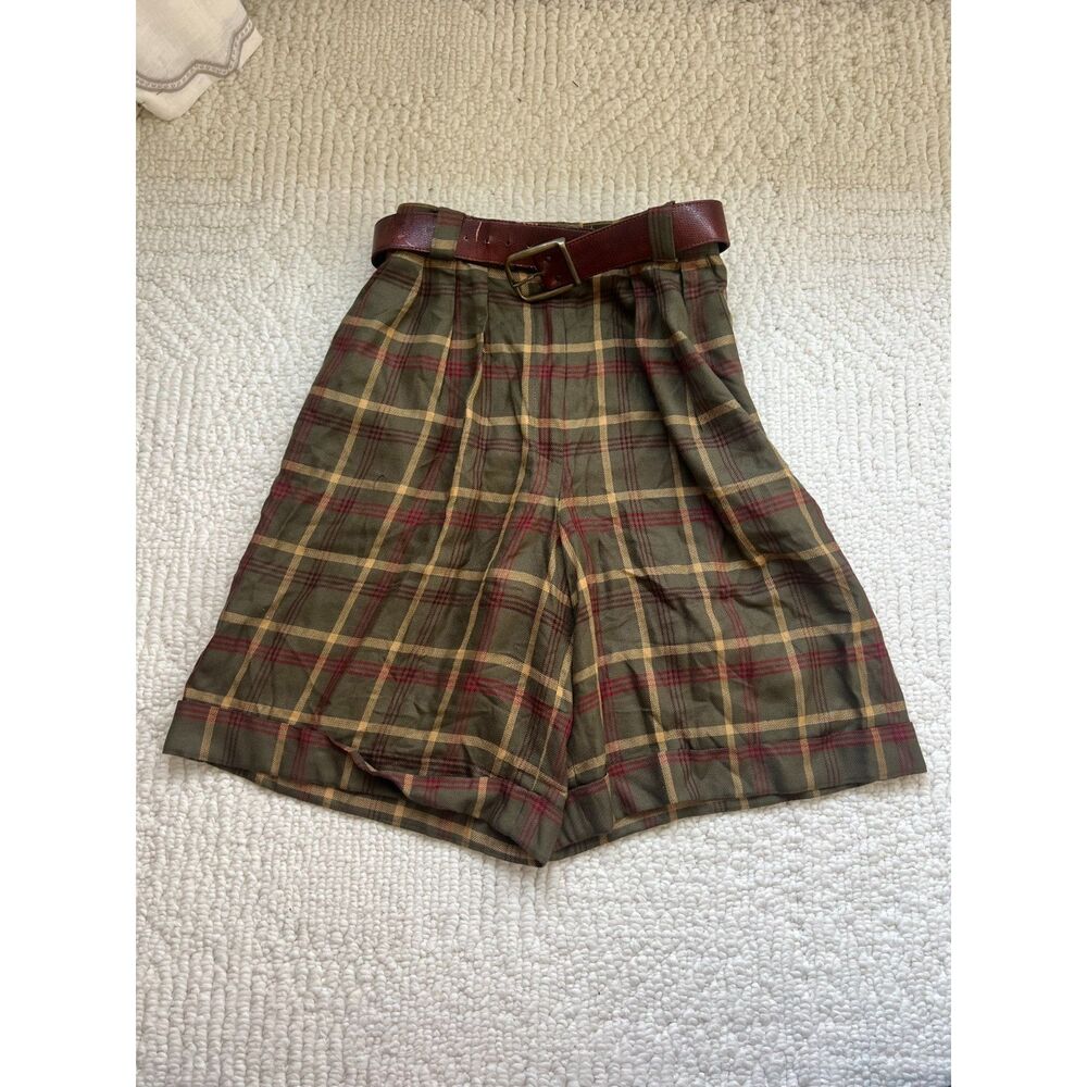 vintage jones new york plaid belted high waisted shorts size 2 petitie